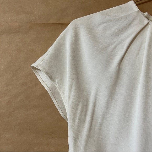 Proenza Schouler | Pleated Neck Split Back Top Snap Button Popover Blouse Size 4 - Picture 7 of 14